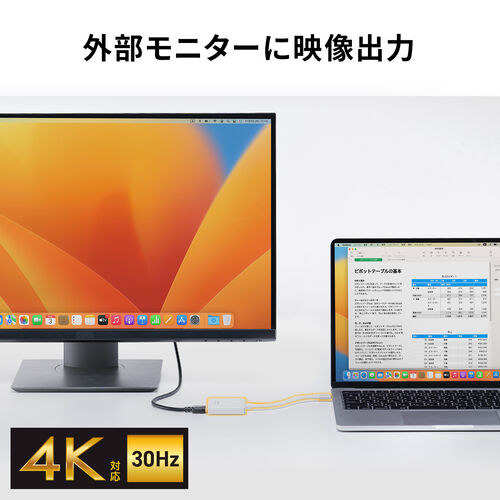 USB HDMI 変換（4K・USBハブ・3ポート拡張・Type C接続・PD充電対応・薄型・ホワイト）