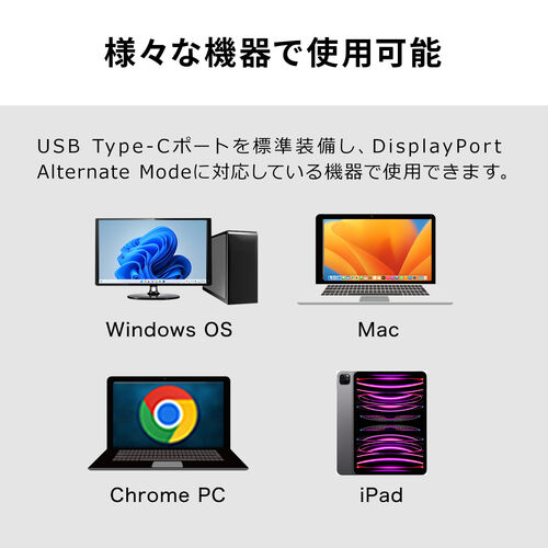 USB HDMI 変換（4K・USBハブ・3ポート拡張・Type C接続・PD充電対応・薄型・ホワイト）