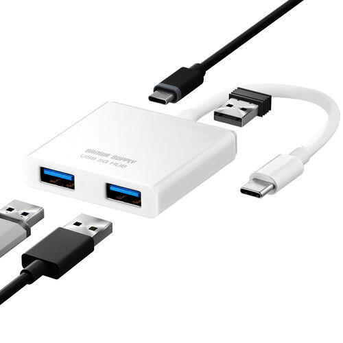 USB ハブ（Type-C 接続・3ポート拡張・PD充電対応・薄型・ホワイト）