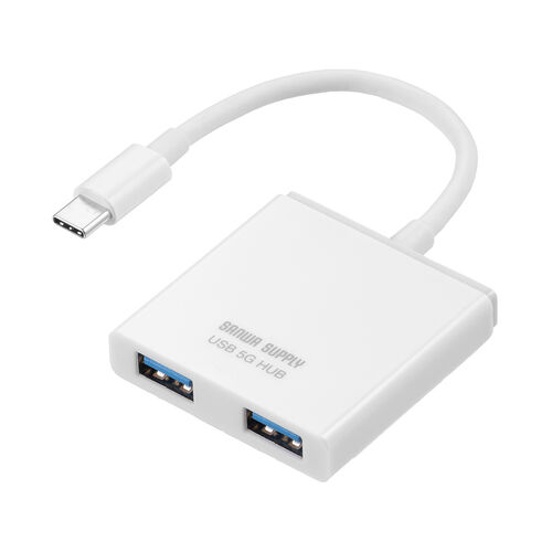 USB ハブ（Type-C 接続・3ポート拡張・PD充電対応・薄型・ホワイト）