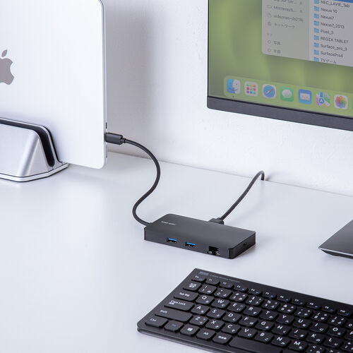 ドッキングステーション（HDMI2つ・2画面出力対応・4K/60Hz対応・USB-C接続・USB PD100W・スマートPD対応・カードリーダー・有線LAN・L型アダプタ・ケーブル長20cm）