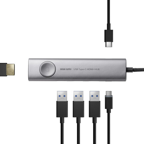 ドッキングステーション（タイプCハブ・画面ON/OFFスイッチ付き・HDMI・4K/60Hz・PD100W・ケーブル一体型・モバイル・持ち運び）HUBCP30GM