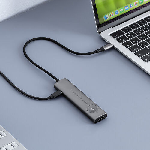 ドッキングステーション（タイプCハブ・画面ON/OFFスイッチ付き・HDMI・4K/60Hz・PD100W・ケーブル一体型・モバイル・持ち運び）HUBCP30GM