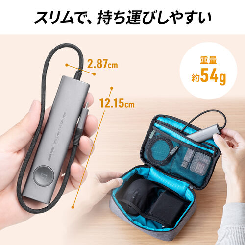 ドッキングステーション（タイプCハブ・画面ON/OFFスイッチ付き・HDMI・4K/60Hz・PD100W・ケーブル一体型・モバイル・持ち運び）HUBCP30GM