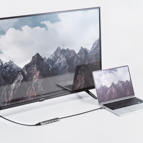 ドッキングステーション（タイプCハブ・画面ON/OFFスイッチ付き・HDMI・4K/60Hz・PD100W・カードリーダー・ケーブル一体型・モバイル・持ち運び） HUBCP31GM