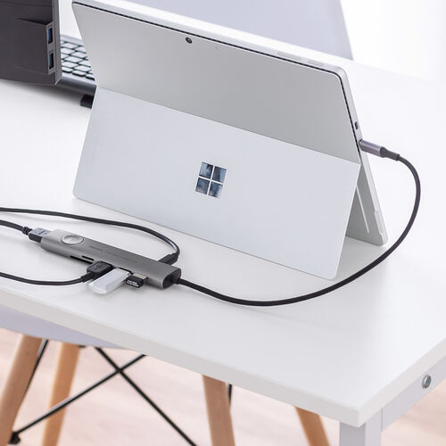 ドッキングステーション（タイプCハブ・画面ON/OFFスイッチ付き・HDMI・4K/60Hz・PD100W・カードリーダー・ケーブル一体型・モバイル・持ち運び） HUBCP31GM