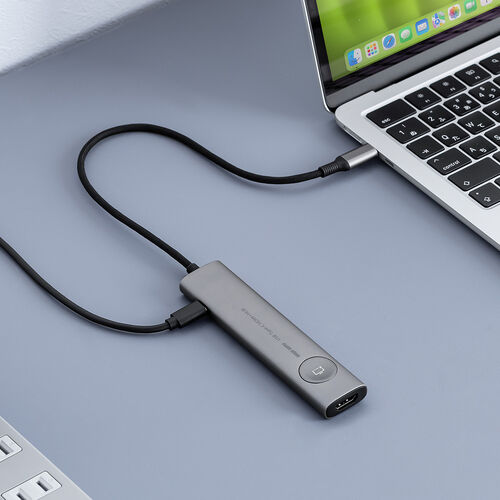ドッキングステーション（タイプCハブ・画面ON/OFFスイッチ付き・HDMI・4K/60Hz・PD100W・カードリーダー・ケーブル一体型・モバイル・持ち運び） HUBCP31GM