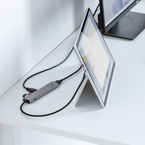 ドッキングステーション（タイプCハブ・画面ON/OFFスイッチ付き・HDMI・4K/60Hz・PD100W・カードリーダー・ケーブル一体型・モバイル・持ち運び） HUBCP31GM