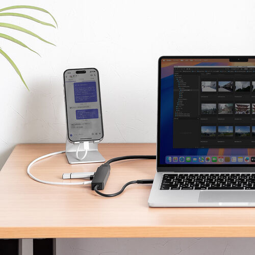 USB-C ハブ（5-in-1・最大PD90W対応・HDMIポート・4K30Hz・軽量・コンパクト・USB-Cポート・5Gbps・USB-Aポート・USB2.0・高速データ通信・ブラック）