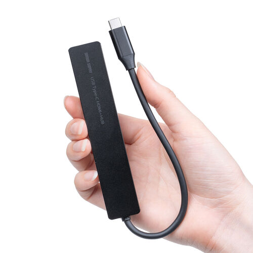 USB-C ハブ（5-in-1・最大PD90W対応・HDMIポート・4K30Hz・軽量・コンパクト・USB-Cポート・5Gbps・USB-Aポート・USB2.0・高速データ通信・ブラック）