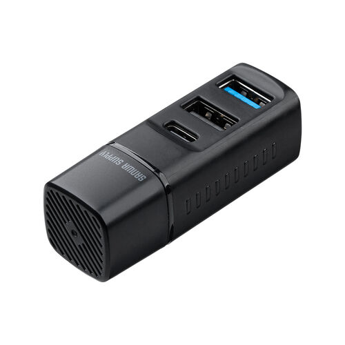 USBハブ（コンパクト・PD90W対応・小型・USB Type-C接続・PC充電・USB3.0・USB2.0・USB-Cポート・USB Aポート・3ポート・コンボハブ・黒色・軽量）