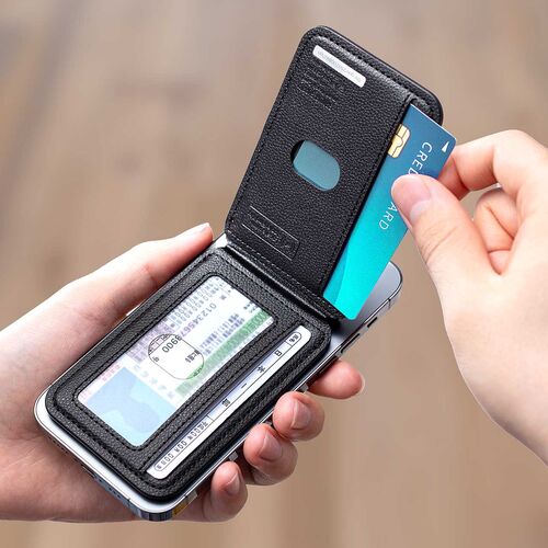 iPhone対応 マグネットカードホルダー（スマートトラッカー付き・Magsafe対応・ワイヤレス充電・カード収納3枚・紛失防止機能搭載）