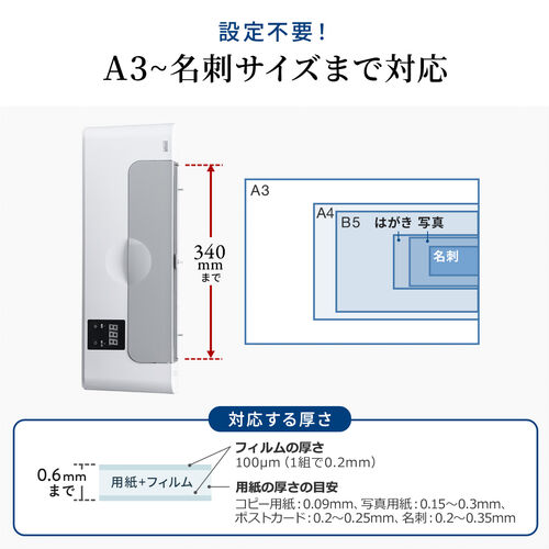 ラミネーター｜A3/A4対応・高速起動・4本ローラー・家庭用/業務用