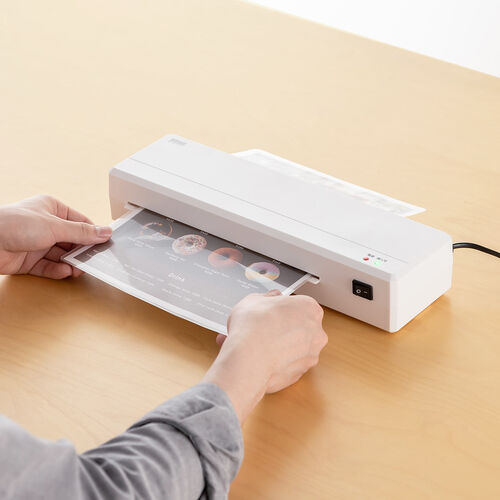 ラミネーター（A4・2本ローラー・90秒ウォームアップ・パウチ加工・ラミネート・機械・パウチラミネーター・スリム・業務用・家庭用・リリース機能）