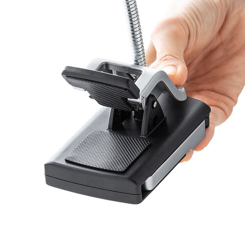 スタンドルーペ（拡大鏡・13cmレンズ・フレキシブルアーム・LEDライト・天板固定用クリップ付・改良版）