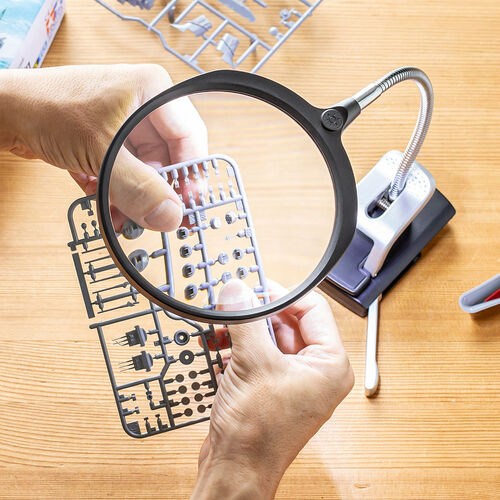 スタンドルーペ（拡大鏡・13cmレンズ・フレキシブルアーム・LEDライト・天板固定用クリップ付・改良版）