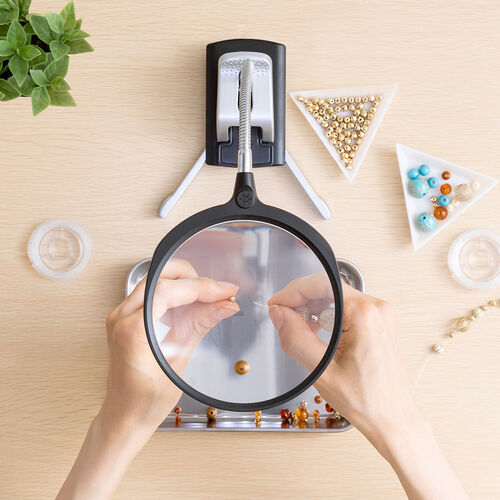 スタンドルーペ（拡大鏡・13cmレンズ・フレキシブルアーム・LEDライト・天板固定用クリップ付・改良版）