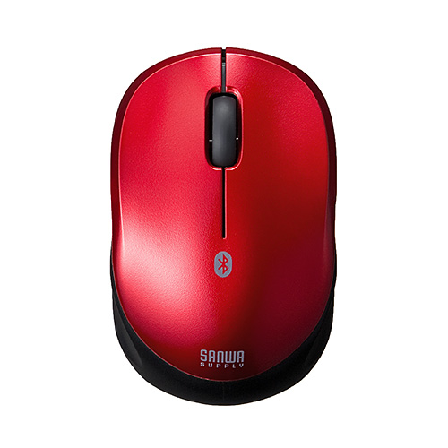 Bluetoothマウス(無線・Bluetooth3.0・ブルーLED・3ボタン・DPI切替・左右対称・充電式・電池交換不要・小型・iPadOS対応・iOS14対応・レッド)