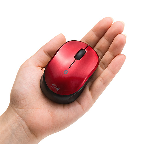 Bluetoothマウス(無線・Bluetooth3.0・ブルーLED・3ボタン・DPI切替・左右対称・充電式・電池交換不要・小型・iPadOS対応・iOS14対応・レッド)