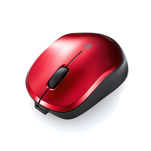 Bluetoothマウス(無線・Bluetooth3.0・ブルーLED・3ボタン・DPI切替・左右対称・充電式・電池交換不要・小型・iPadOS対応・iOS14対応・レッド)