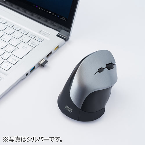 静音ワイヤレスマウス(無線・2.4G・ブルーLED・5ボタン・DPI切替・エルゴノミクス・人間工学・電池式・レッド)