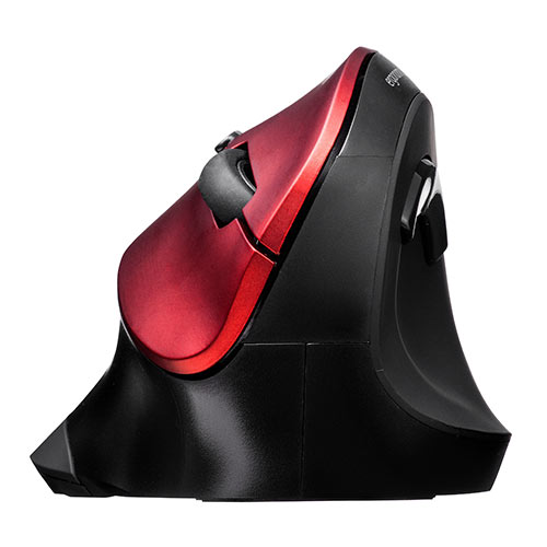 静音ワイヤレスマウス(無線・2.4G・ブルーLED・5ボタン・DPI切替・エルゴノミクス・人間工学・電池式・レッド)