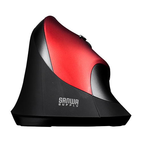 静音ワイヤレスマウス(無線・2.4G・ブルーLED・5ボタン・DPI切替・エルゴノミクス・人間工学・電池式・レッド)