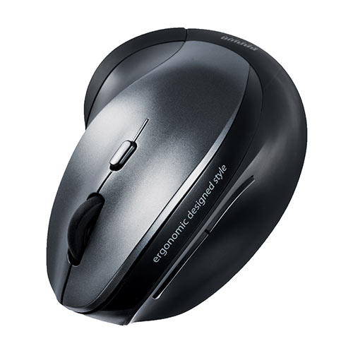 静音ワイヤレスマウス(無線・2.4G・ブルーLED・5ボタン・DPI切替・エルゴノミクス・人間工学・電池式・シルバー)