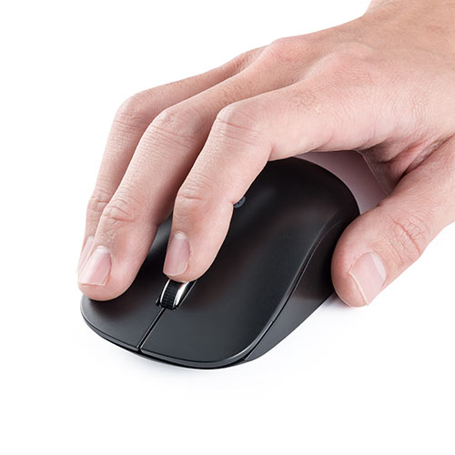 ワイヤレスマウス（Bluetooth・薄型・携帯・モバイル・Android・ブルーLED・ブラック）