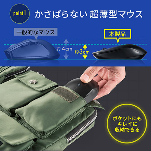 ワイヤレスマウス（Bluetooth・薄型・携帯・モバイル・Android・ブルーLED・白）