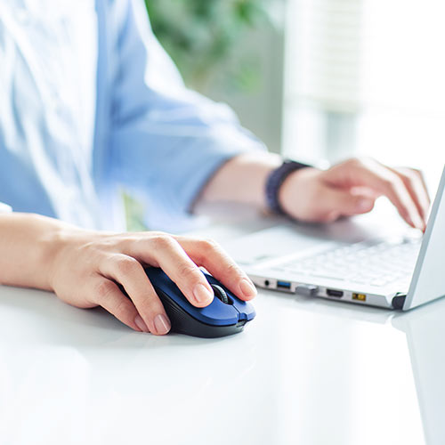 ワイヤレスマウス（5ボタン・無線・レシーバー・DPI切替・ラバーコーティング・多ボタンマウス・左右対称・左利き・コスパ最強・ブルー）MA097BL