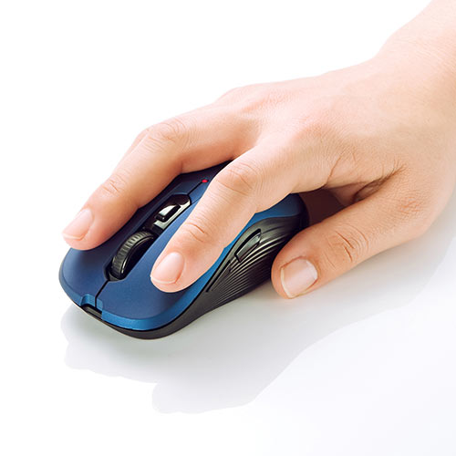 ワイヤレスマウス（5ボタン・無線・レシーバー・DPI切替・ラバーコーティング・多ボタンマウス・左右対称・左利き・コスパ最強・ブルー）MA097BL