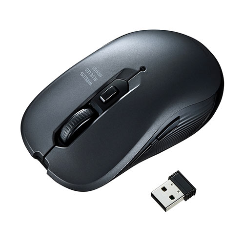 ワイヤレスマウス（5ボタン・無線・レシーバー・DPI切替・ラバーコーティング・多ボタンマウス・左右対称・左利き・コスパ最強・ガンメタリック）MA097GM