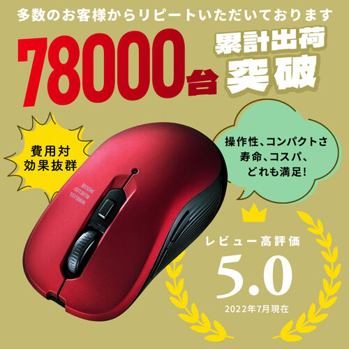 ワイヤレスマウス（5ボタン・無線・レシーバー・DPI切替・ラバー
