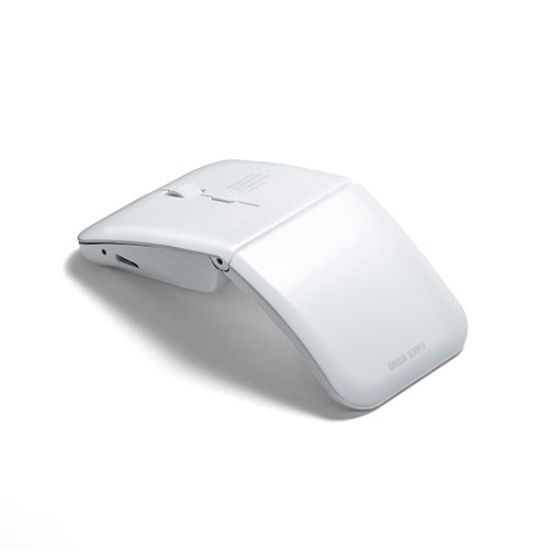 ワイヤレスマウス(無線・2.4G・IRセンサー・3ボタン・DPI切替・左右対称・折りたたみ・充電式・超薄型・ホワイト)