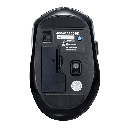 ワイヤレスマウス(Bluetooth・電池式・おすすめ・おしゃれ・人気・静音・多ボタン・中型・ブラック)  MA125BK