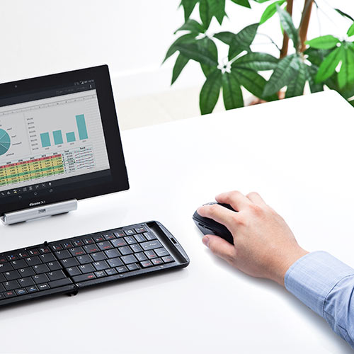 ワイヤレスマウス(Bluetooth・電池式・おすすめ・おしゃれ・人気・静音・多ボタン・中型・ブラック)  MA125BK