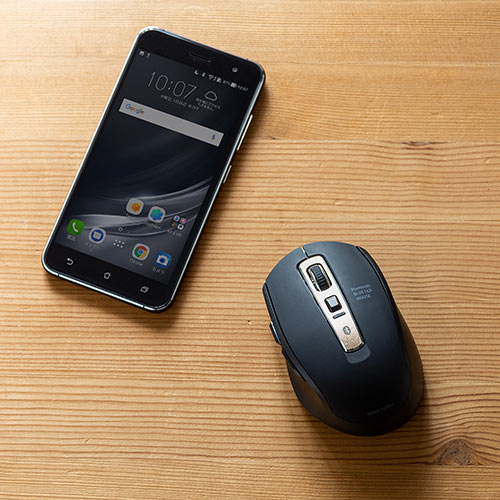 ワイヤレスマウス(Bluetooth・電池式・おすすめ・おしゃれ・人気・静音・多ボタン・中型・ブラック)  MA125BK