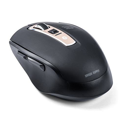 ワイヤレスマウス(Bluetooth・電池式・おすすめ・おしゃれ・人気・静音・多ボタン・中型・ブラック)  MA125BK