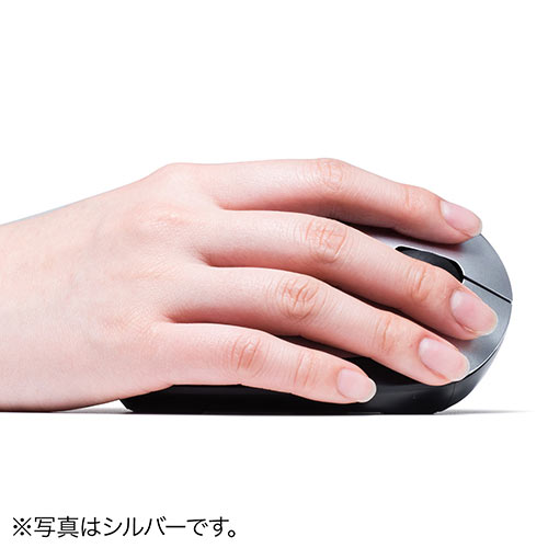 【アウトレット･訳あり・セール】静音ワイヤレスマウス(無線・2.4G・ブルーLED・5ボタン・DPI切替・エルゴノミクス・人間工学・充電式・中型・ブラック)