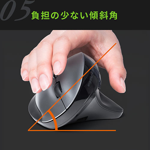 【アウトレット･訳あり・セール】静音ワイヤレスマウス(無線・2.4G・ブルーLED・5ボタン・DPI切替・エルゴノミクス・人間工学・充電式・中型・ブラック)