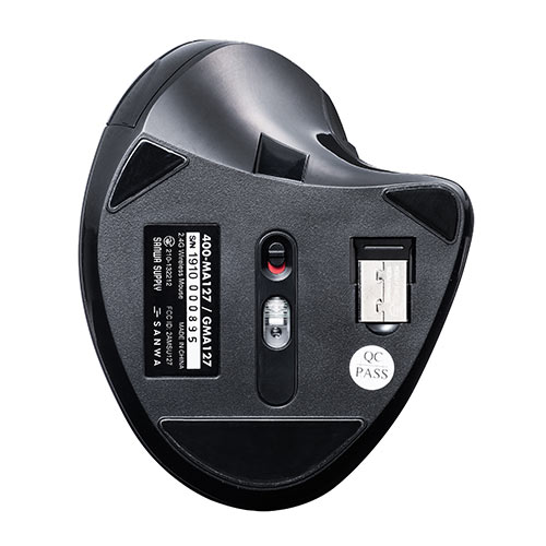 静音ワイヤレスマウス(無線・2.4G・ブルーLED・5ボタン・DPI切替・エルゴノミクス・人間工学・充電式・中型・シルバー)