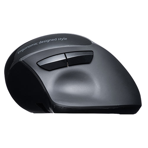 静音ワイヤレスマウス(無線・2.4G・ブルーLED・5ボタン・DPI切替・エルゴノミクス・人間工学・充電式・中型・シルバー)