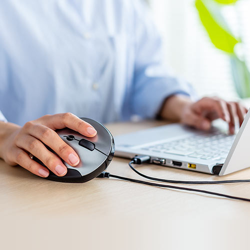 静音ワイヤレスマウス(無線・2.4G・ブルーLED・5ボタン・DPI切替・エルゴノミクス・人間工学・充電式・中型・シルバー)