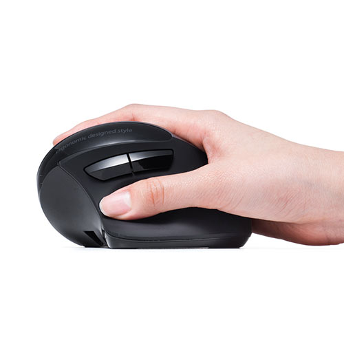 静音ワイヤレスマウス(無線・2.4G・ブルーLED・5ボタン・DPI切替・エルゴノミクス・人間工学・充電式・中型・シルバー)