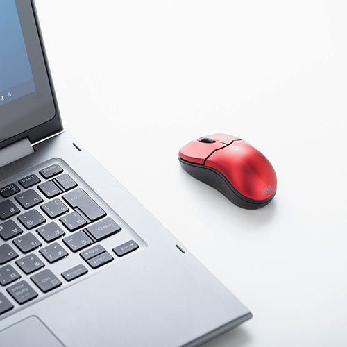 ワイヤレスマウス(Bluetooth・おすすめ・おしゃれ・人気・3ボタン・静音・電池式・超小型・持ち運び・エルゴノミクス・iPadOS対応・iOS14対応・レッド) MA129R