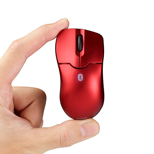 ワイヤレスマウス(Bluetooth・おすすめ・おしゃれ・人気・3ボタン・静音・電池式・超小型・持ち運び・エルゴノミクス・iPadOS対応・iOS14対応・レッド) MA129R