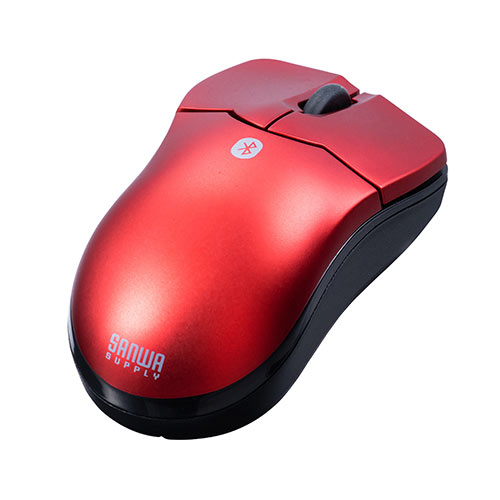 ワイヤレスマウス(Bluetooth・おすすめ・おしゃれ・人気・3ボタン・静音・電池式・超小型・持ち運び・エルゴノミクス・iPadOS対応・iOS14対応・レッド) MA129R