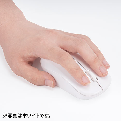 ワイヤレスマウス(無線・2.4G・ブルーLED・3ボタン・左右対称・電池式・中型・ブラック)