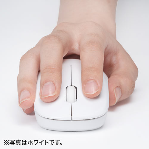 ワイヤレスマウス(無線・2.4G・ブルーLED・3ボタン・左右対称・電池式・中型・ブラック)